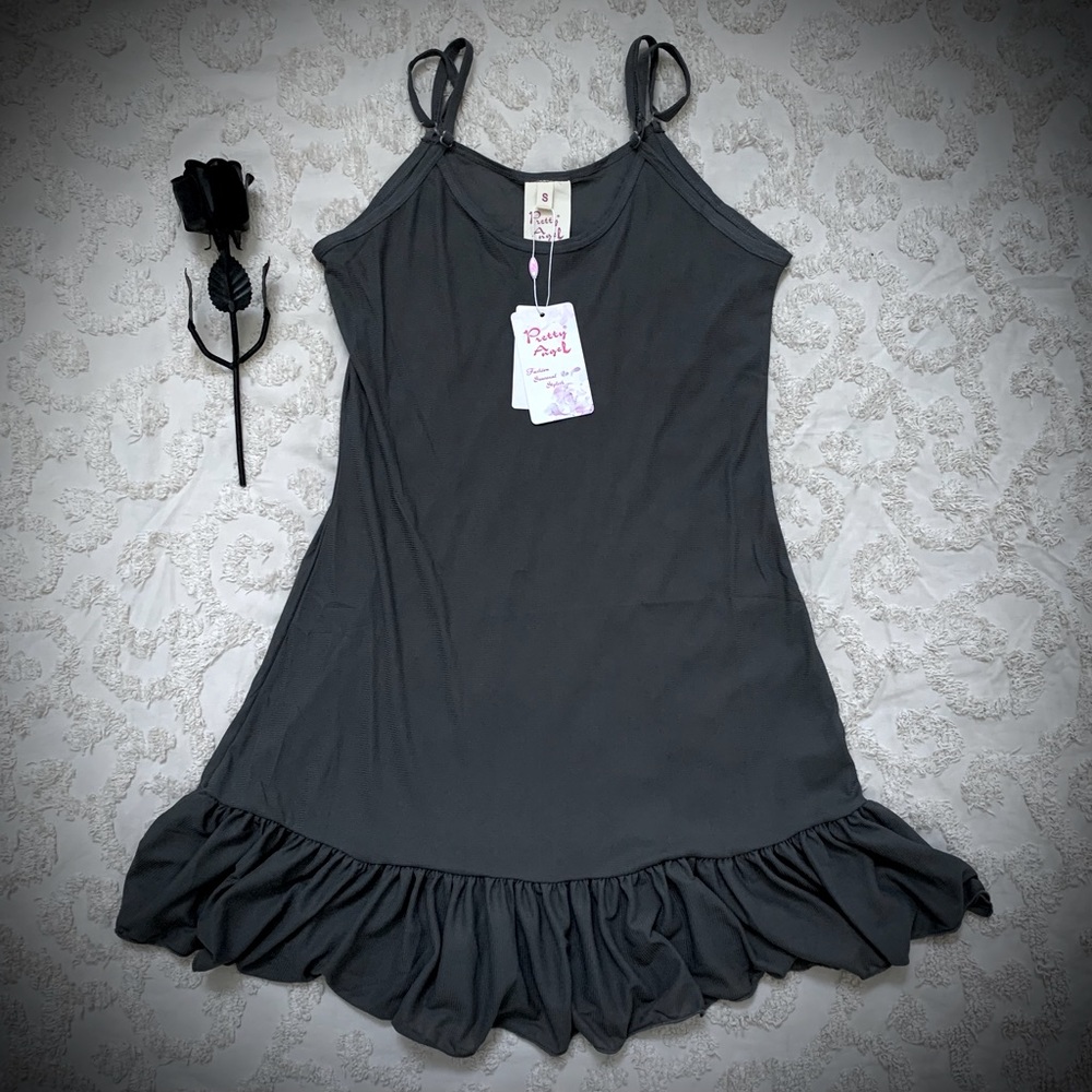 Pretty Angel Gray Ruffle Slip dress small